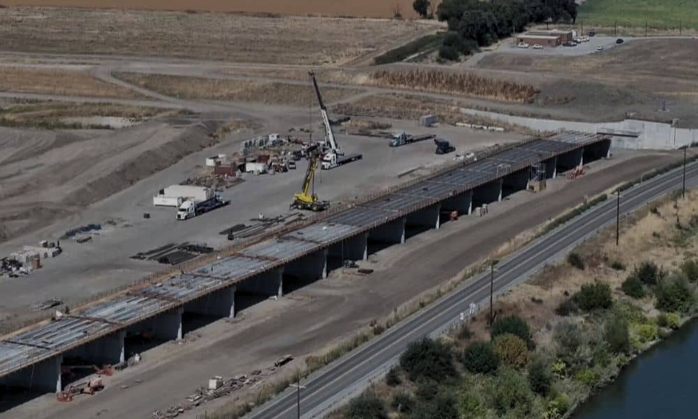 Aerial view of Sacramento levee construction project highlighting regional flood defense upgrades