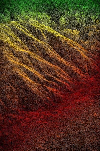 LiDAR point cloud showing detailed terrain changes after wildfire damage, illustrating how lidar mapping helps reveal slope risks during recovery