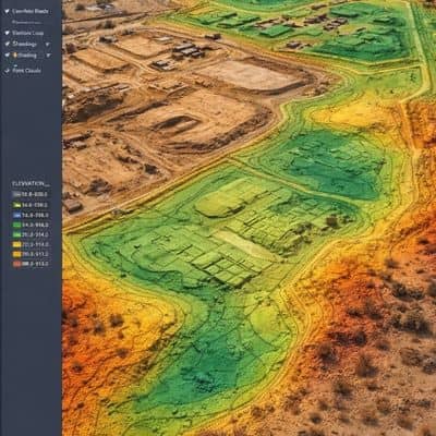 Technical terrain model created from lidar mapping victorville data for engineering design and construction planning