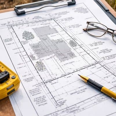 Official survey plat showing measurements and boundaries from a professional boundary line survey